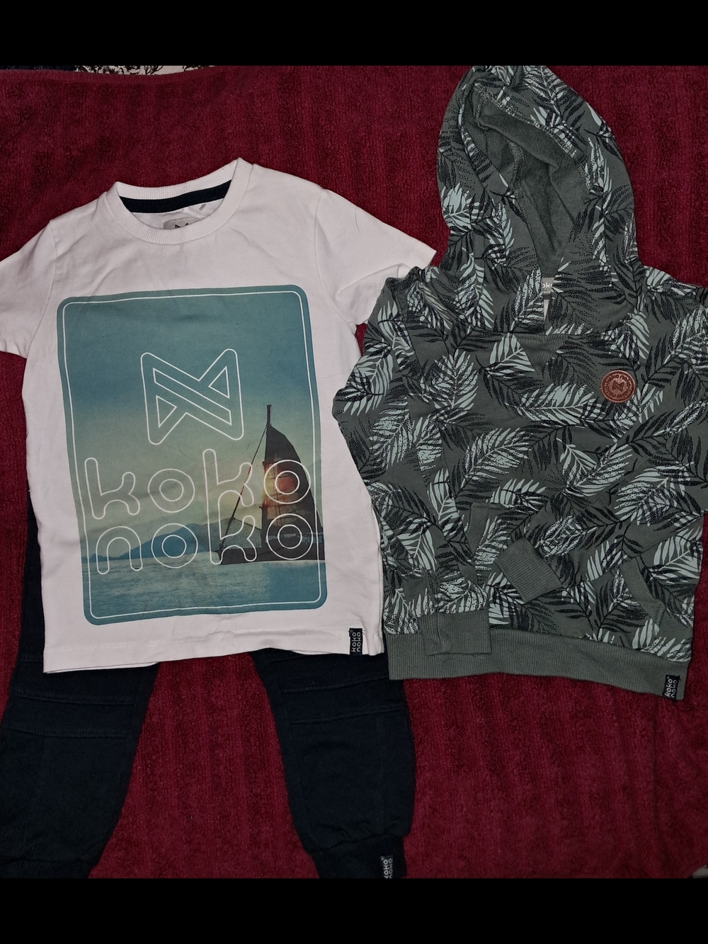 Kids White Graphic Tee with Teal Sailboat Print by